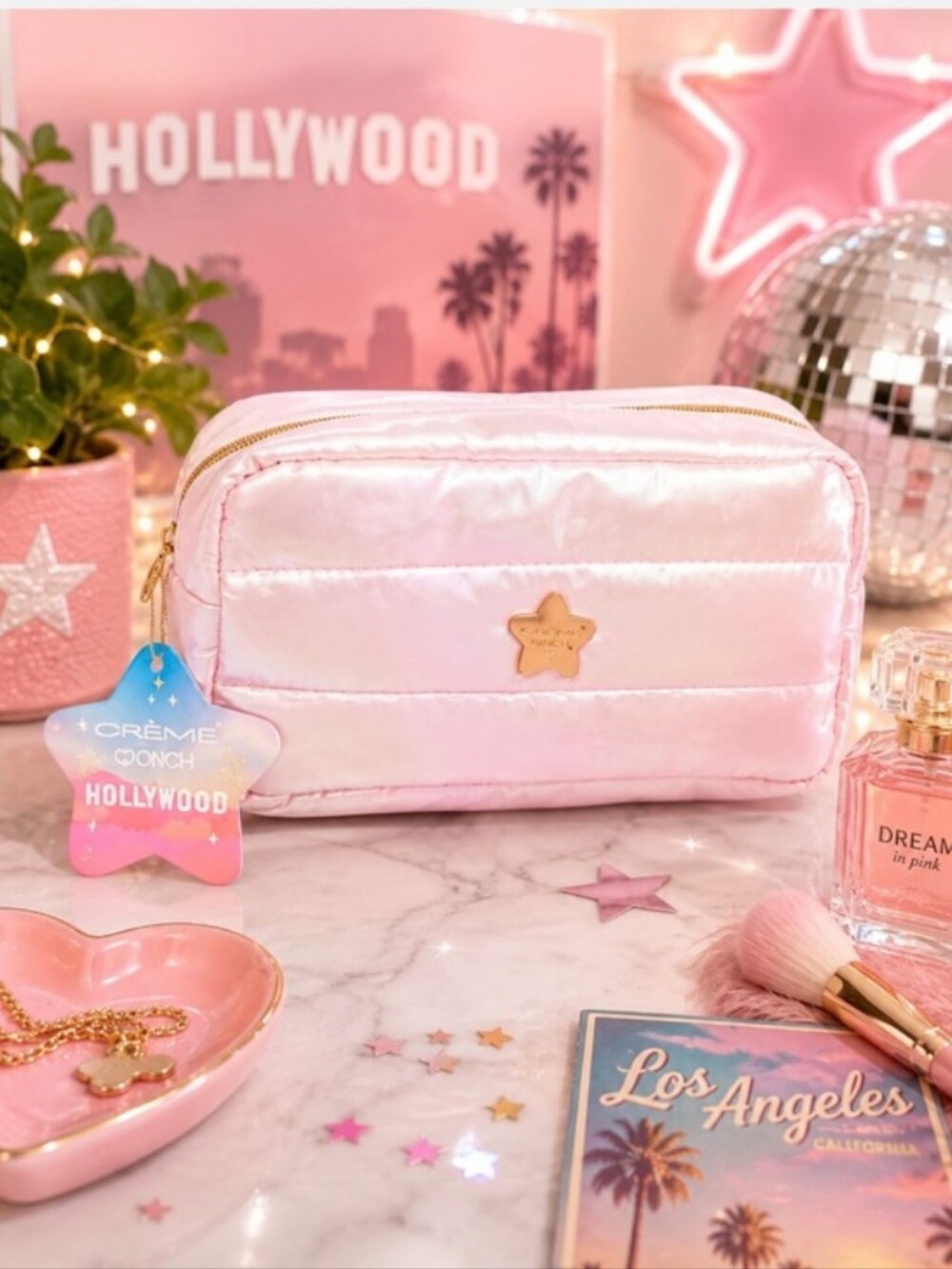 The Creme Shop X Hollywood Puffer Zip Pouch (Iridescent 🩷Pink)